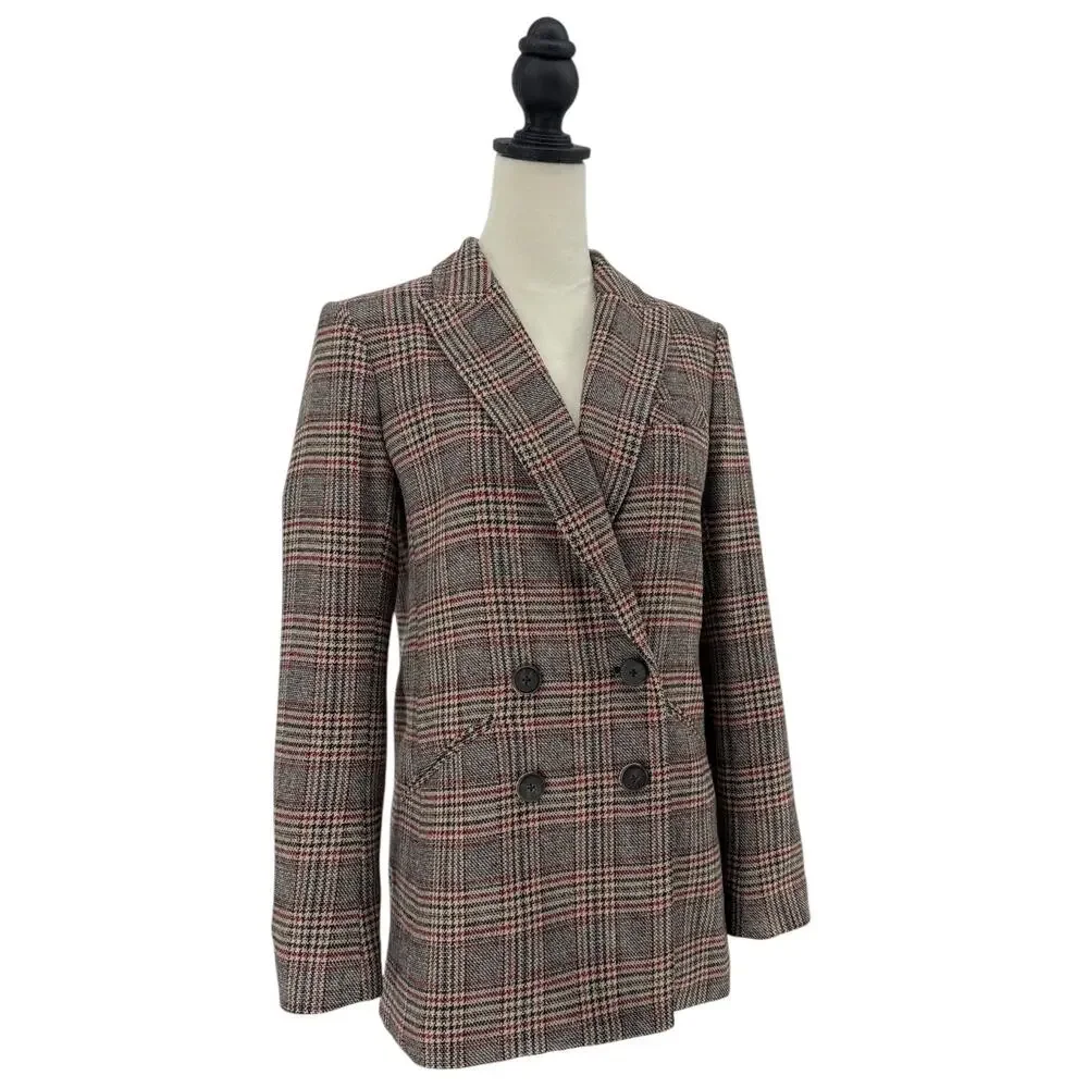 Veronica Beard Oria Dickey Blazer Checkered Plaid Jacket Wool Coat Size 6 - Picture 8 of 15